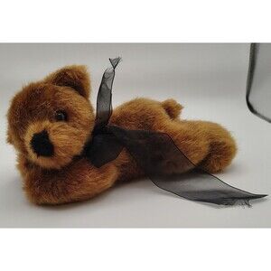Brown Teddy Bear Laying Down Plush 9" Stuffed Toy Animal Progressive Plush